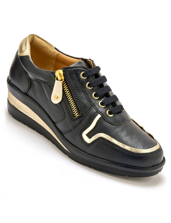 Derbies en cuir détails métallisés, largeur confort (noir) Derbies en cuir détails métallisés, largeur confort (noir)